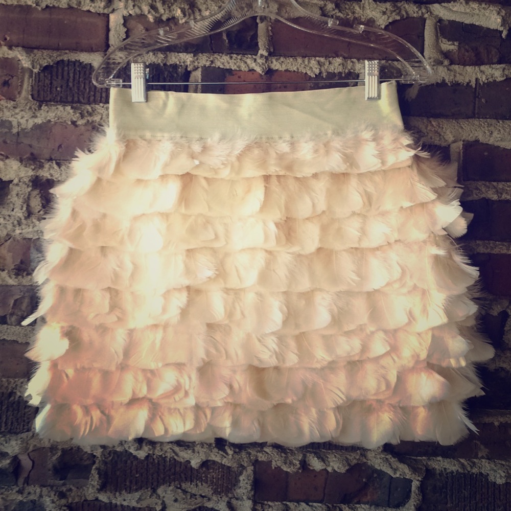 Gorgeous cream Ark n Co feathered midi skirt